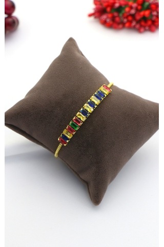 Altın Kaplama Seri Kararmaz Asansörlü Renkli Baget Çelik Bi Gold Altın