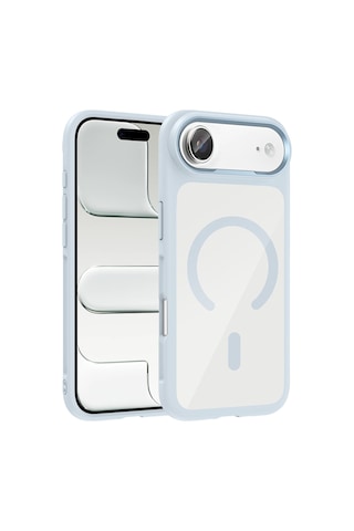 Apple Uyumlu iPhone 17 Air Kılıf M-safe Şarj Özellikli Metal Kamera Çerçeveli Zore Tiko Kapak Mavi