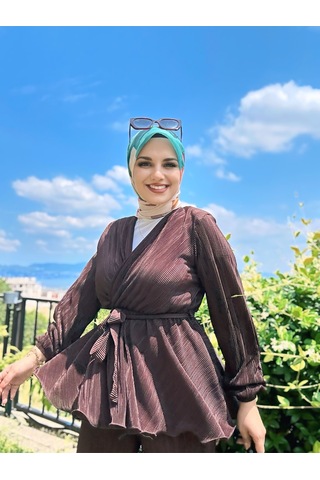 Moda Kaşmir Palet Desen Bambu Eşarp Pudra - Turkuaz