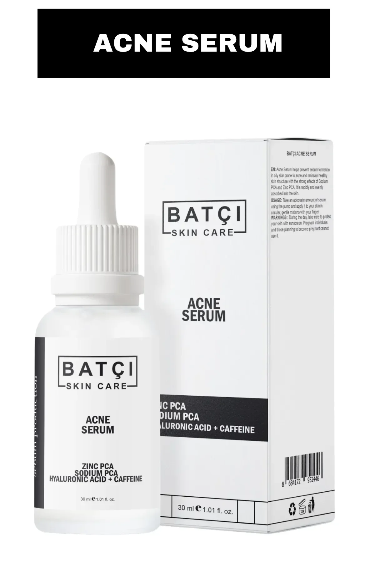 Zinc Pca & Sodium Pca Hyaluronic Acid Caffeine Serum - Akne Serumu 30 Ml
