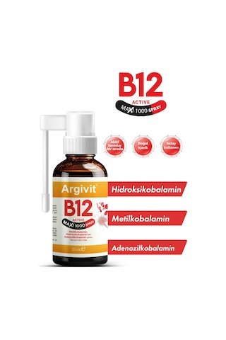 Argivit Vitamin B12 Active Maxi Sprey 30 Ml