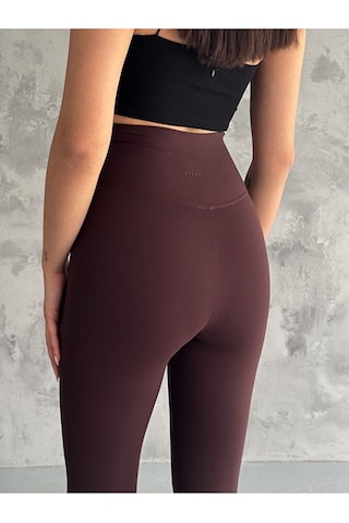 Nolya Moda Yüksek Bel Şardonlu Kışlık İç Göstermez Belize Tayt Kahverengi