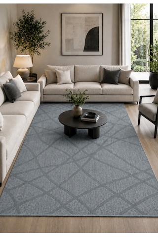 Modern Sisal 8002 Antrasit Leke Tutmayan Kaymaz Taban Salon Mutfak Koridor Balkon Halısı