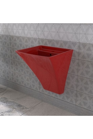 Lucco Loop 50 CM Asma Monoblok Lavabo Kırmızı