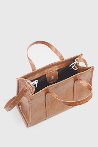 Housebags Kahverengi Deri Görünümlü Çift Askılı Tote Bag 253 Kahverengi