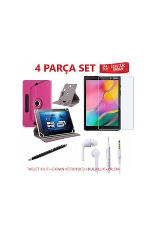 Vestel Uyumlu V Tab Z1 Üniversal Kılıfı +Ekran Koruyucu +Kulaklık +Kalem
