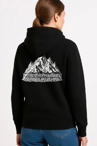 Defymoda Nihilist Penguen Temalı Oversize Kapüşonlu Sweatshirt - Siyah Siyah