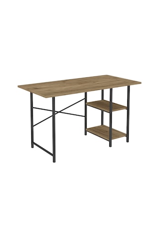 Ahsap Metal Çalisma Masasi Ofis, Bilgisayar, Laptop Kahverengi 114x53x70 Cm