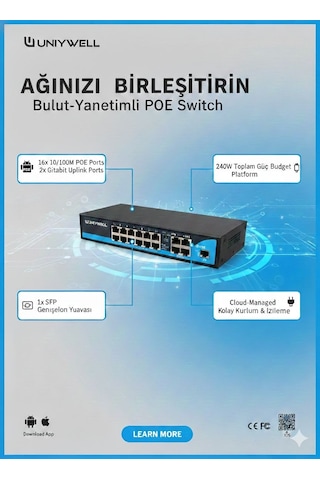 Unıywell Unw-ps316g 16+2 + 1spf Port Poe Swicth