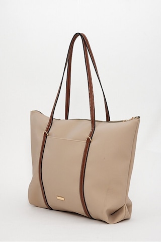 Lovelystore Çift Saplı Paraşüt Kumaş Büyük Boy Shopper Çanta Üniversite Ofis Anne Bebek Omuz Çantası 47x30x15 Krem