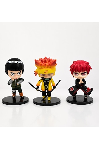 Naruto Uzumaki Gaara Rock Lee 3'lü Anime Koleksiyon Figür Seti 6-7 Cm