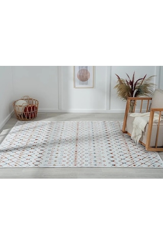 Lenda Ld002a Gri Kilim Renkli Detaylı Ince Antialerjik Kaymaz Taban Makinada Yıkanabilir Salon Halı-101 Renklı