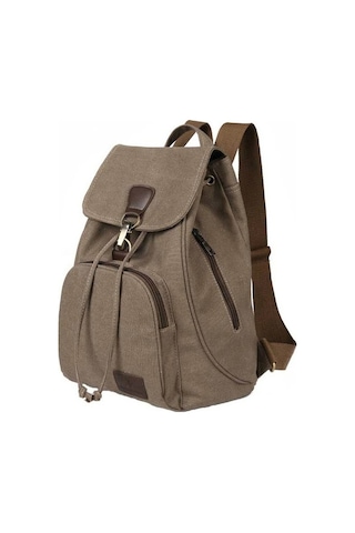 Novahub Kadın Kanvas Öğrenci Laptop Çantası Sırt Çantası Haki Haki