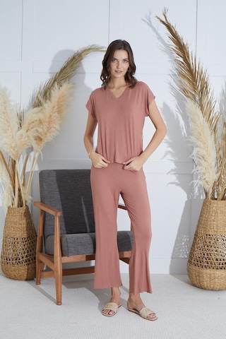 Sevim Kadın Kısa Kol Tarçın Pijama Takım C1t5n851 001