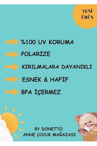Unisex 0-2 Yaş Polarize Çerçeve Çocuk Güneş Gözlüğü Yeşil - Sarı