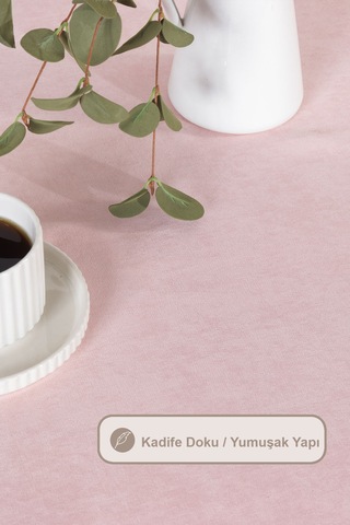 Elart Soft Masa Örtüsü Kadife Dikdörtgen 150x220 Cm Pudra Pudra