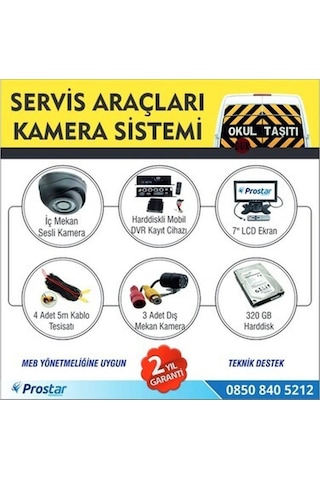 Kayıtlı Harddiskli Okul Servisi 4 Kameralı 320 Gb Harddisk Dahil Araç Kamera Seti