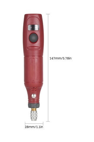 Lemestar 12v El Tipi Mini Freze Seti 5000-15000 Devir Üç Seviye Hız Ayarlı 24 Aksesuar İçeren Avrupa Standartı Plug Kırmızı