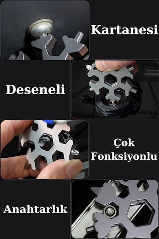 Tornavida Çok Fonksiyonlu Kar Tanesi Desenli Vida, Soda Kapağı