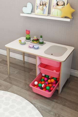 Moniev Çocuk Çalışma Masası Oyun Ve Etkinlik Masası Pmb Pembe