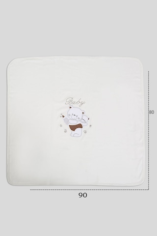 %100 Pamuklu Yenidoğan Çift Katlı Penye Bebek Battaniyesi Sb 513 Krem Krem