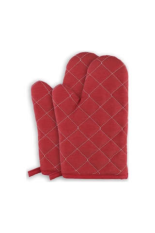 Yanmaz Ve Isıya Dayanıklı Fırın Eldiveni Ve Tutacak 2 Eldiven, 2 Tutacak Vişne