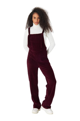 Palena Plnl6111 - Kadife Örme Salopet Bordo