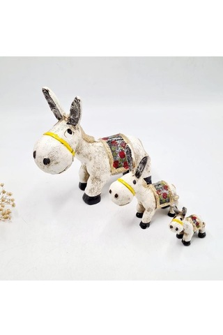 3 Lü Sevimli Hayvan Ailesi Dekoratif Obje Biblo 3 Lü Set