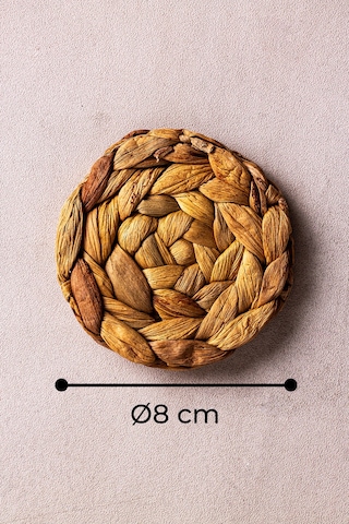 Nice - 6'lı Hasır Yuvarlak Bardak Altlığı 8 cm