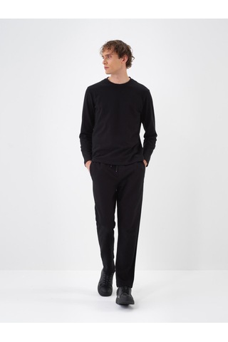 Siyah Pamuk Dokulu Regular Fit Sweat Pantolon 380187 Siyah