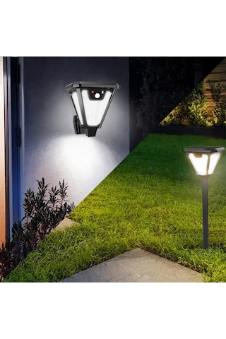 Ayt Solar Güneş Enerji Panelli 3 Modlu Kumandalı Hareket Sensörlü 100 Smd Ledli Şarjlı Duvar Bahçe Lambası Aydınlatma