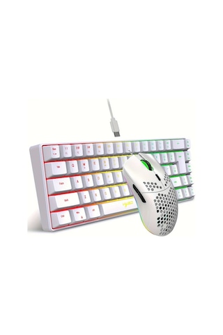 Xuweiwei V200+j900w Hxsj Rgb Klavye Ve Oyun Faresi 68 Tuş Mini Rgb Aydınlatmalı Kablolu Ps4 Xbox Pc Laptop Mac İçin Uygun Oyun Klavye Seti Diğer