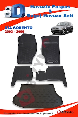 Kia Sorento 2003-2009 Paspas Ve Bagaj Havuzu Seti Siyah
