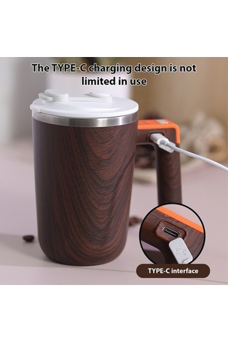 Pazly 304 Çelik Şarjlı Kahve Kupası - 300ml, 55 C, Su Geçirmez, Otomatik Karıştırıcı, Siyah/ Siyah