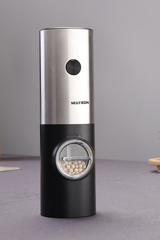 Neutron Pilli Led Işıklı Tuz Karabiber Baharat Değirmen Öğütücü Siyah