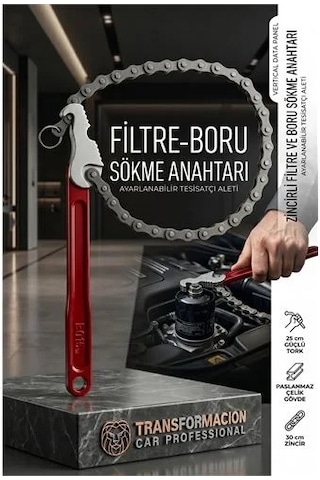 Profesyonel Zincirli Filtre Ve Boru Sökme Anahtarı - Ayarlanabilir Tesisatçı Aleti 21850