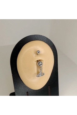 Aya Tasarım Gümüş Renk Saturn Model Göbek Piercing
