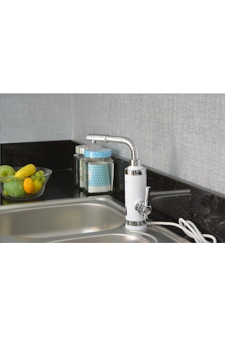 Elektrikli Sıcak Musluk Ani Su Isıtıcı Termal Şofben Musluk Asg5b Beyaz