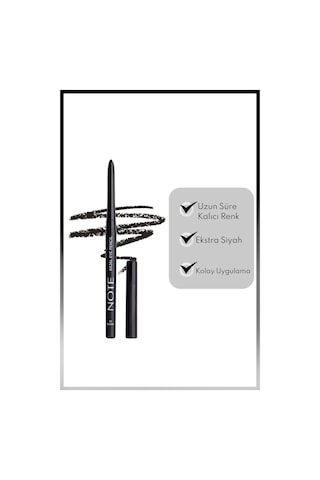 Note Cosmetique Kajal Eye Pencil Waterproof Asansörlü Suya Dayanıklı Göz Kalemi - 01 Black - Siyah
