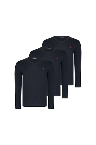 Üçlü Set T8587 Dewberry V Yaka Erkek Sweatshırt-siyah-siyah-siyah Siyah-siyah-siyah