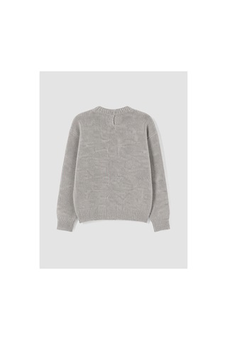 LC Waikiki Alıta Cıty Farkıyla Lcw Kids Gri Triko Baskılı Oval Yaka Kız Çocuk Kazak Gri - 925577309 Gri