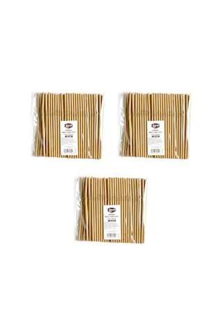 Roll-up Doğaya Dönüş Ekolojik Doğal Körüklü Kraft Kağıt Pipet 6 MM 3 x 100'lü 19.5 CM