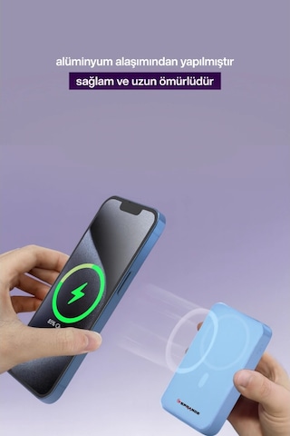 Sprange Sr-p26m 10000mah Magsafe Powerbank 15w Kablosuz, 20w Pd, Lcd Ekranlı, Standlı Mavi Mavi