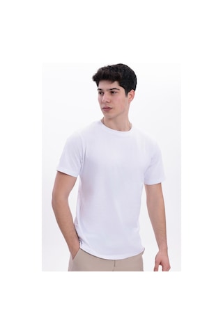 Freemen Erkek/unisex Bisiklet Yaka Basic Tişört %100 Pamuk-371 Beyaz