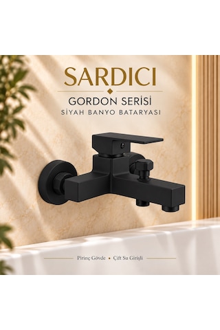 Sardıcı Gordon Mat Siyah 3 Lü Mutfak Lavabo Banyo Batarya Seti Dirsek Takımı Dahil