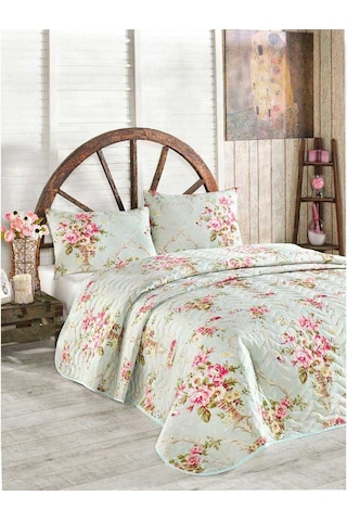 Eponj Home Kapitone Yatak Örtüsü Seti Çift Kişilik Alanur Mint