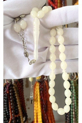 Tesbihci Kırık Beyaz Beyzi Model Sıkma Toz Kehribar