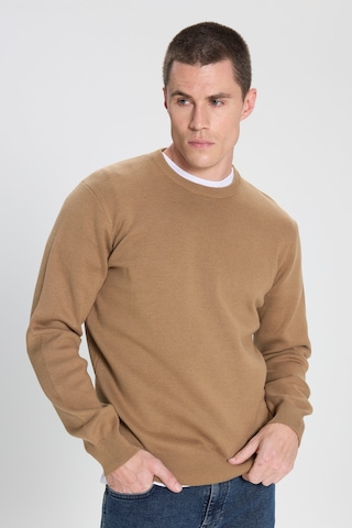 Regular Fit Normal Kesim Bisiklet Yaka Bej Triko Kazak W242724614 Bej