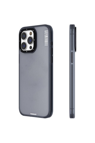 Apple Uyumlu iPhone 15 Pro Max Kılıf Buzlu Mat Tasarım Youngkit Colored Sand Serisi Kapak Siyah