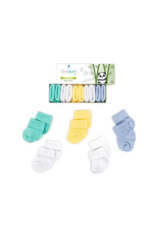Novibaby 5'li Bambu Yenidoğan Bebek Çorabı I Summer Boy I 0-6 ay Çok Renkli